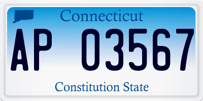 CT license plate AP03567