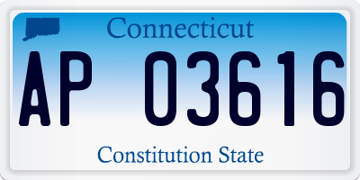 CT license plate AP03616
