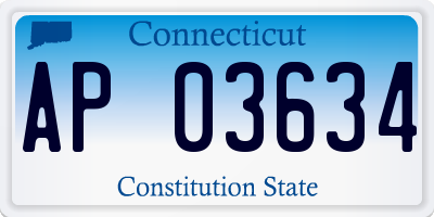 CT license plate AP03634