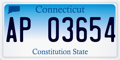 CT license plate AP03654