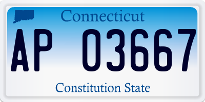CT license plate AP03667