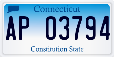 CT license plate AP03794