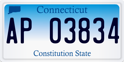 CT license plate AP03834
