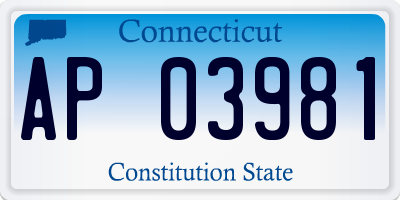 CT license plate AP03981
