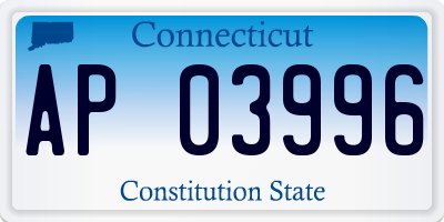 CT license plate AP03996