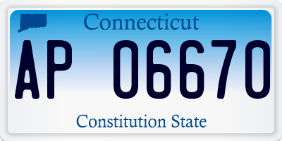 CT license plate AP06670