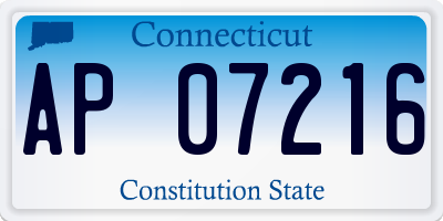 CT license plate AP07216