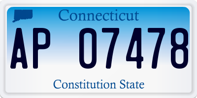 CT license plate AP07478