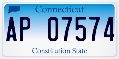 CT license plate AP07574