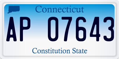 CT license plate AP07643