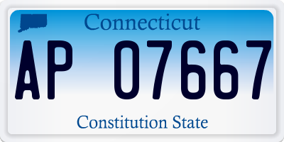 CT license plate AP07667