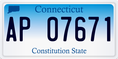 CT license plate AP07671