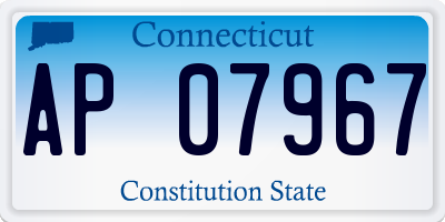 CT license plate AP07967