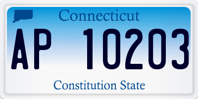 CT license plate AP10203
