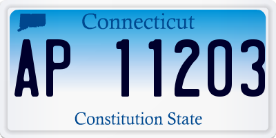 CT license plate AP11203