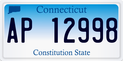 CT license plate AP12998