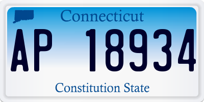 CT license plate AP18934