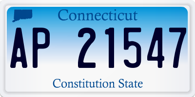 CT license plate AP21547