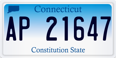 CT license plate AP21647
