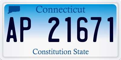 CT license plate AP21671