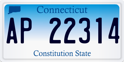 CT license plate AP22314