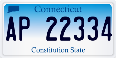 CT license plate AP22334