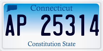 CT license plate AP25314