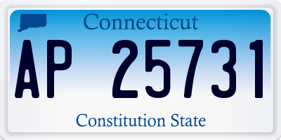 CT license plate AP25731