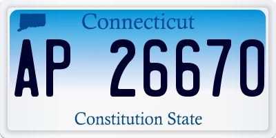 CT license plate AP26670