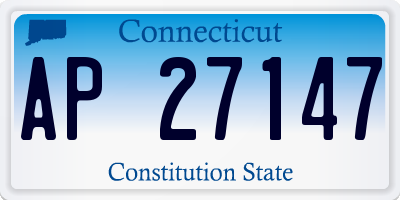 CT license plate AP27147