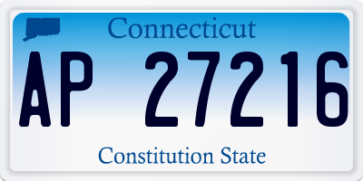 CT license plate AP27216