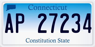 CT license plate AP27234