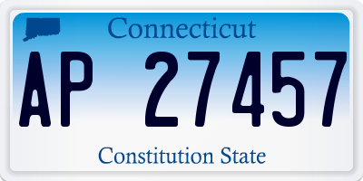 CT license plate AP27457