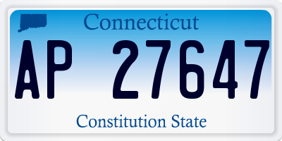 CT license plate AP27647