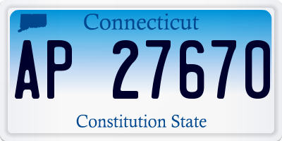 CT license plate AP27670
