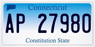 CT license plate AP27980