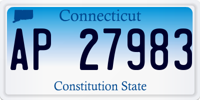 CT license plate AP27983