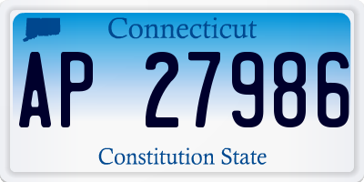 CT license plate AP27986