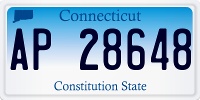 CT license plate AP28648