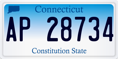 CT license plate AP28734