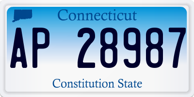 CT license plate AP28987