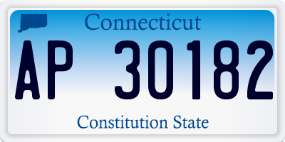 CT license plate AP30182