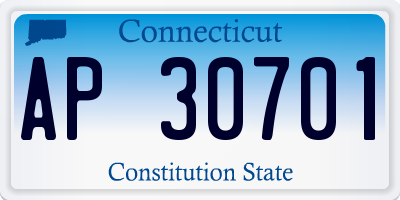 CT license plate AP30701