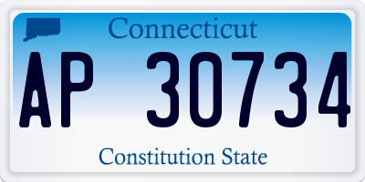 CT license plate AP30734