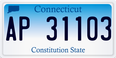 CT license plate AP31103