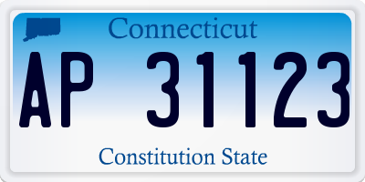 CT license plate AP31123