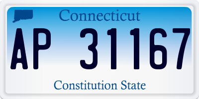 CT license plate AP31167