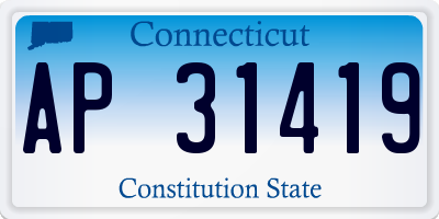 CT license plate AP31419