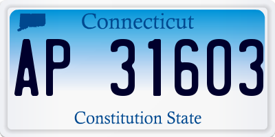 CT license plate AP31603