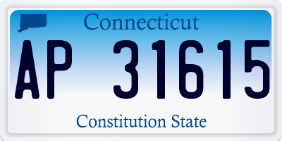CT license plate AP31615